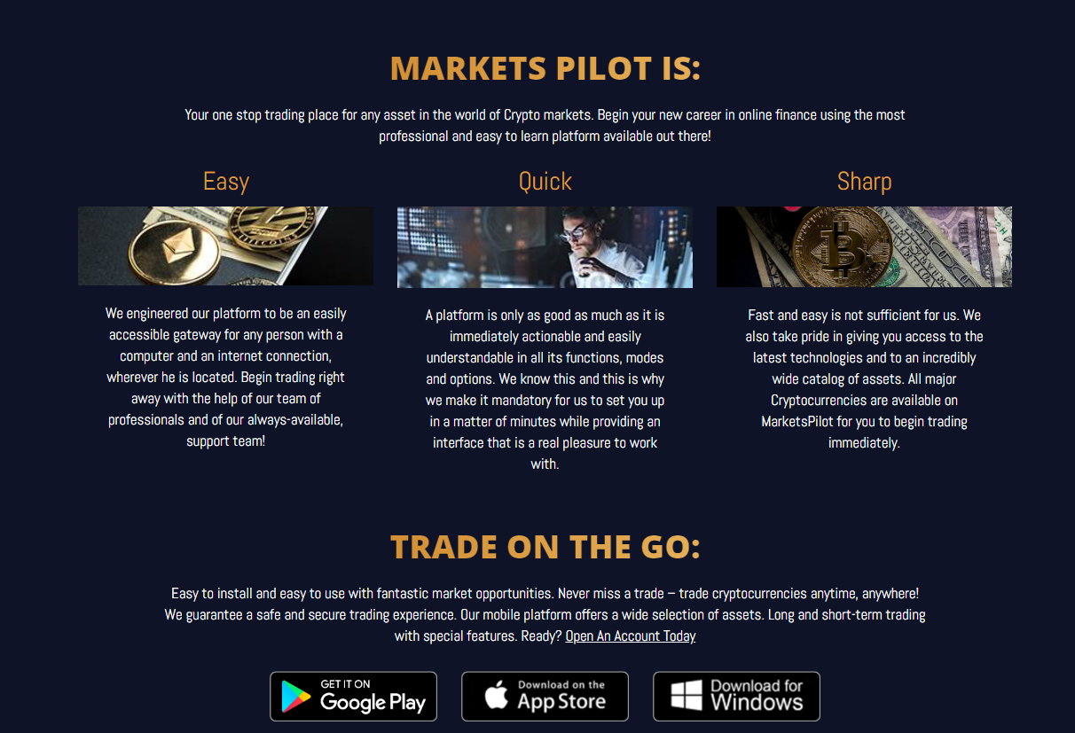 Markets Pilot features Markets Pilot features